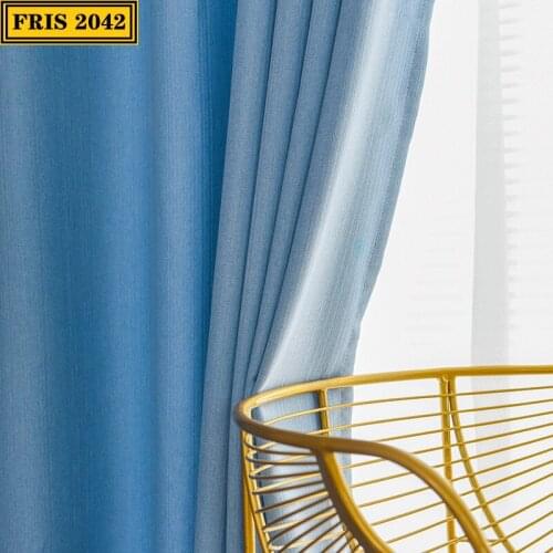 Nordic Simple Solid Color Yafuni Curtain Jacquard Blackout Curtains Finished Custom Curtains for Living Dining Room Bedroom