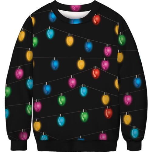 Electric Bulb Sweatshirt Christmas Black Men Crewneck Hoodie Hip-hop Streetwear Harajuku Hipster Lovers Pullover Tops