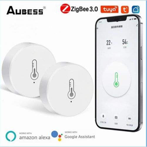 Tuya ZigBee Smart Temperature Humidity Sensor Built-in Battery Smart Life APP Smarthome Building Automation LCD Screen Display