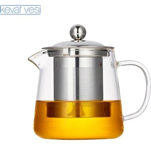 Thicken Glass Tea Pots Heat Resistant Kettle with Stainless Steel Tea Infuser Milk Oolong Flower Tea Pot for Tea Juice Container