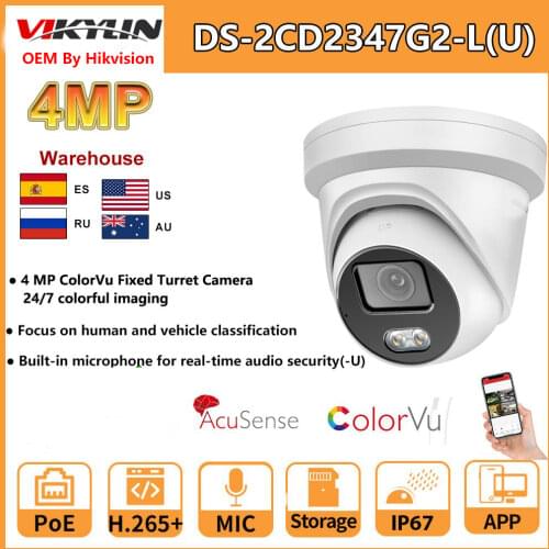 Hikvision 4MP ColorVu Bullet AcuSense PoE IP Camera DS-2CD2347G2-LU H.265+ Human Vehicle Classification Replace DS-2CD2347G1-LU
