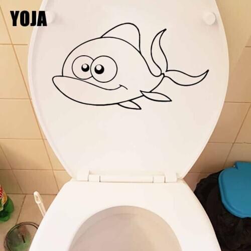 YOJA 25X13.8CM Interesting Animals Fish Bedroom Kids Room Decoration Wall Sticker Toilet Decal T5-0389