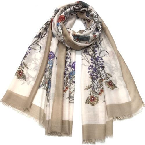 2019 Beautiful Long Floral Fringe Scarves Shawl Women Flower Print Muslim Scarf Wrap Hijab Muffler 7 Color Free Shipping