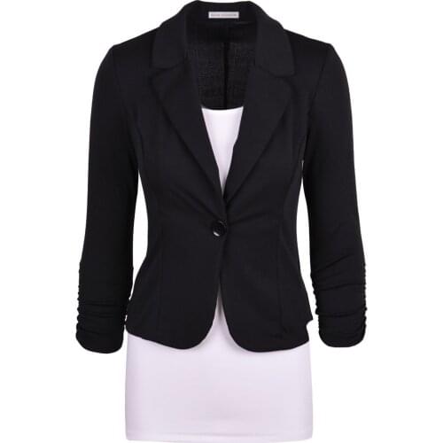 Open Front Notched Blazer 2021 Autumn Women Formal Jackets Office Work Slim Fit Blazer White Ladies Suits size S-3XL