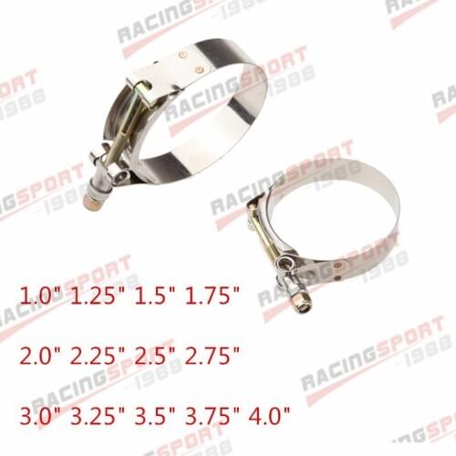 1.0"1.25"1.5"1.75"2.0" 2.25" 2.5" 2.75" 3.0" 3.25" 3.5" 3.75" 4.0" Turbo Pipe Silicone Hose Coupler T-bolt Clamp Stainless Steel