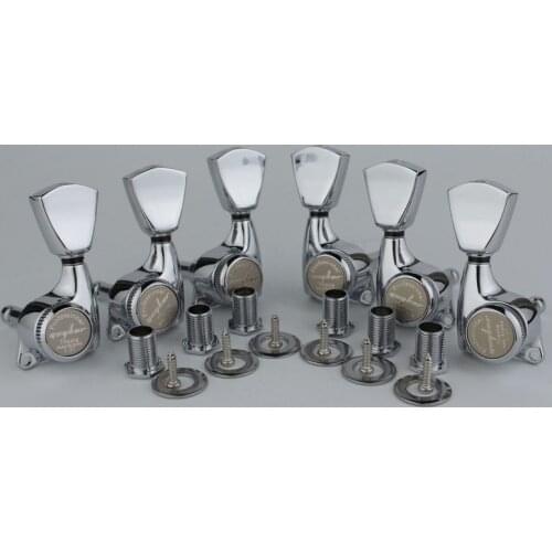 1 Set GUYKER Chrome Silver Lock String Tuners Electric Guitar Machine Heads Tuners Trapezium Button