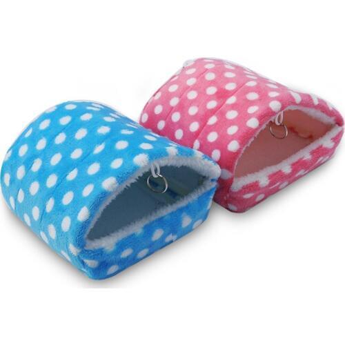 1pc 4size Winter Worm Pink Blue Dot Hamster Sugar Glider Guinea Pig Hammock Cage Hanging Sleeping Bed Cage Small Pet Toy Supply