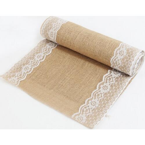 1pcs size 30cm*275cm Burlap Lace Table Runner Natural Jute Rustic Wedding Decoration home decorations for christmas