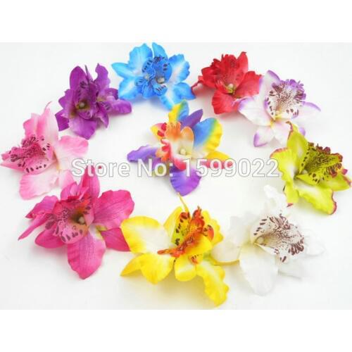 10pcs/lot Bohemian Artificial Fabric Orchid Hair Flower Hawaii Resort Wear Hat Accessories Wedding Brides Women Alligator Clips