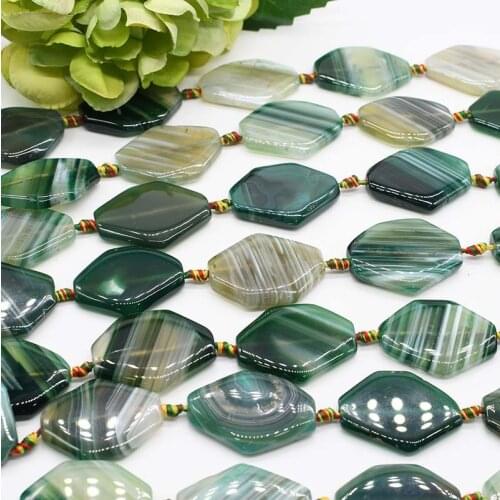 2 strands/lot Smooth irregular green stripe agate loose natural stone bead For Necklace Bracelets Jewelry Making DIY 15"
