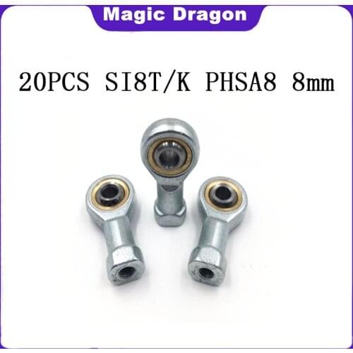 20pcs SI8T/K PHSA8 8mm High quality right hand female thread metric rod end joint bearing M8*1.25mm SI8TK shalft power tool auto
