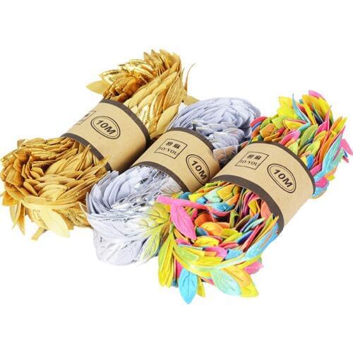 5 yard Simulation Green Leaves Weaving Hemp Rope DIY Wedding Birthday Wedding Decoration Rattan Gift Bouquet Packaging Rope