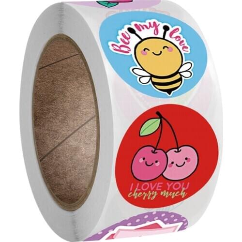 500PCS I Love You Cherry Much My Sweetie Happy Valentines Day Stickers Rose Heart for Letters Envelopes Gift Package Decoration