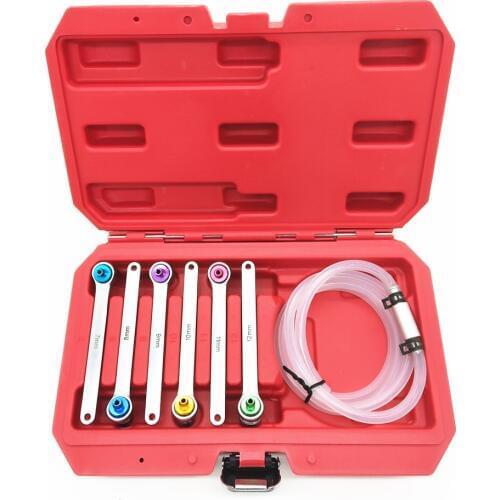 6pc Brake Bleeder Hose Set Wrench and Check Valve Set 6 Point