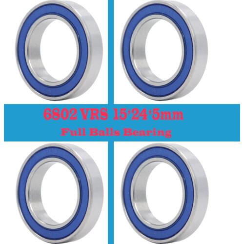 6802 VRS MAX Bearings 15*24*5mm ( 4 PCS ) Bike Pivot Chrome Steel Blue Sealed with Grease 6802LLU Cart Full Balls Bearing