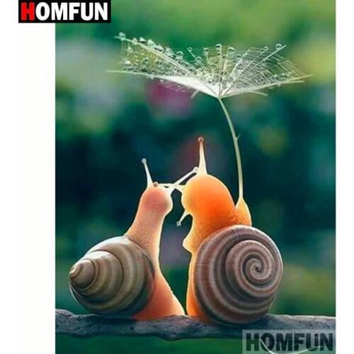 HOMFUN Full Square/Round Drill 5D DIY Diamond Painting "Animal snail" 3D Diamond Embroidery Cross Stitch Home Decor A20163