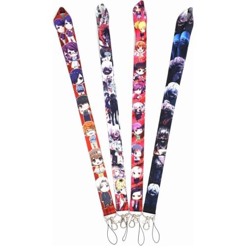 Anime Toyko Ghoul Keychain Neckband Lanyard Kaneki Ken Mask Pattern Phone Belt Lanyard ID Card Badge Holder Accessories