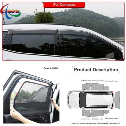 For Jeep Compass 2017 Car Full Side Windows Magnetic Sun Shade UV Protection Ray Blocking Mesh Visor Car Decoration Accessories