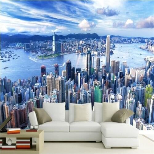 Beibehang paede Architectural panorama of modern city wallpaper for living room TV backdrop bedroom mural wall paper for walls