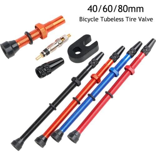 40/60/80mm Bicycle Tubeless Tire Valve Vacuum Road Bike Tubeless Tires Alloy Brass Stem Presta Valve for MTB Bicycle 1 Pair
