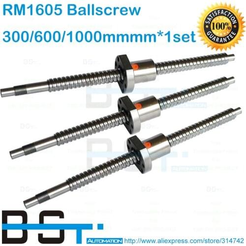 BSTMOTION End Machined Ballscrew assembly RM1605 -L 300mm / 600mm 1000mm ball screw with SFU1605 ballnut