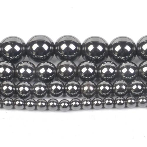 Gunlack Natural Stone Hematite Beads Round Loose Beads Ball 4/6/8/10MM Jewelry Bracelet Making Accessories DIY