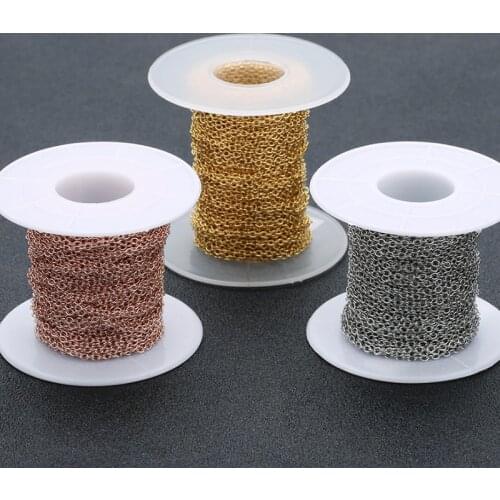 10yards/roll 1/1.5/2/2.5/3mm Silver color/Gold/Rose Gold Men Stainless Steel Bulk Chains Women DIY Jewelry Making Materials