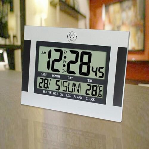 Digital Projection Clock Snooze Alarm Time Thermometer Calendar LCD Backlit for