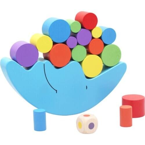 Wooden Moon Balancing Frame Building Colorful Blocks Development Kids Toy Gift