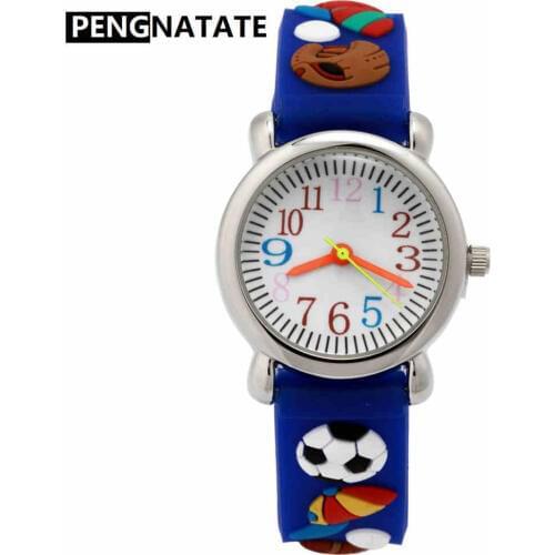 PENGNATATE Kids Watches Boys Fashion 3D Strap Children Cartoon Quartz Watch Silicone Bracelet Wristwatches Kids Gift Hand Clock