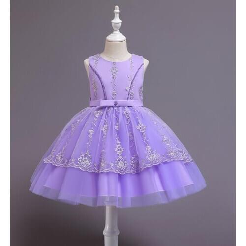 Kids Girl Cake Lace Flower Dress Children Party Wedding Formal Dresses for Baby Girl First Communion Costume Pink 2-10 Years