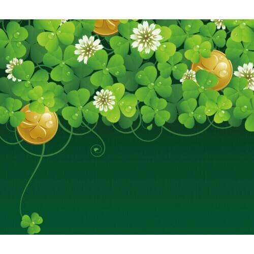 Green Colver and Golden Ball Photography Backdrop Celebration Photo Booth Studio Decor
