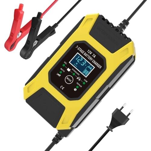 FOXSUR 12V 7A 7-stage Pulse Battery Charge, Deep cycle EFB GEL WET AGM Car Motorcycle Battery Charger, Maintainer & Desulfator