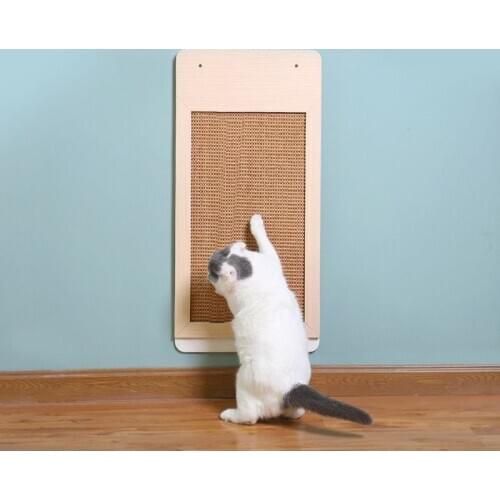 Sisal Cat Wall-mounted Scratcher Pad Cat Wood Scratch Board Kitten Scratching Sisal Mat Furniture Sofa Claw Protector Pads