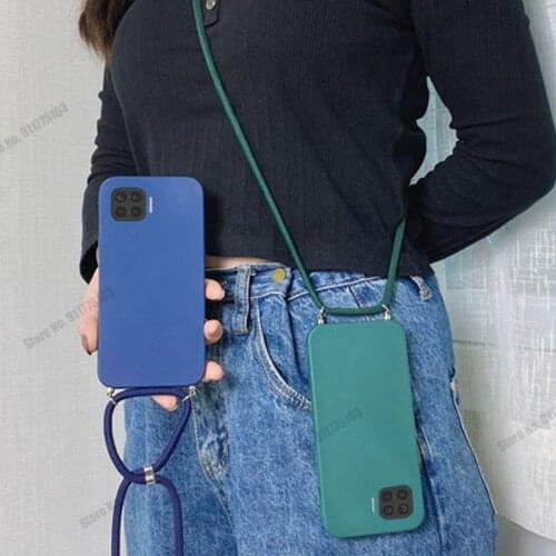 For Oppo Reno 4 Lite Pro SE 4F 4Z Soft TPU Protective Phone Case For Oppo 3 Pro Z Ace 2 With Lanyard Neck Strap Rope Cord Cover
