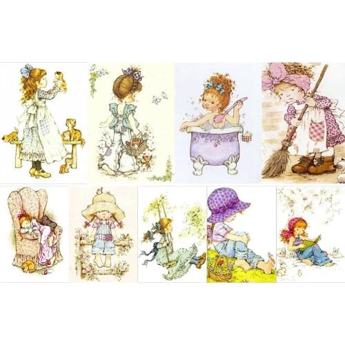 Spring Outing Little Girl Series DIY Diamond Painting Full Round Drill Diamond Painting Decoration Gift Hanging Painting 30x40cm