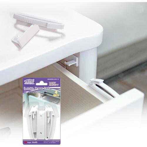 4Pcs Invisible Drawer Latch Lock Baby Safey Cabinet Locks Baby Security Children Protection Latches Safety Cupboard Door Locker