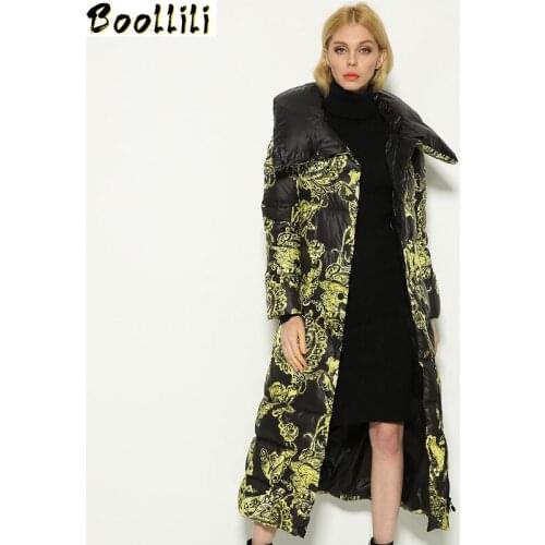 Boollili 2020 New Long Down Jacket Women Winter Coat Print 90% White Duck Down Puffer Jacket Women Parka Casacas Para Mujer