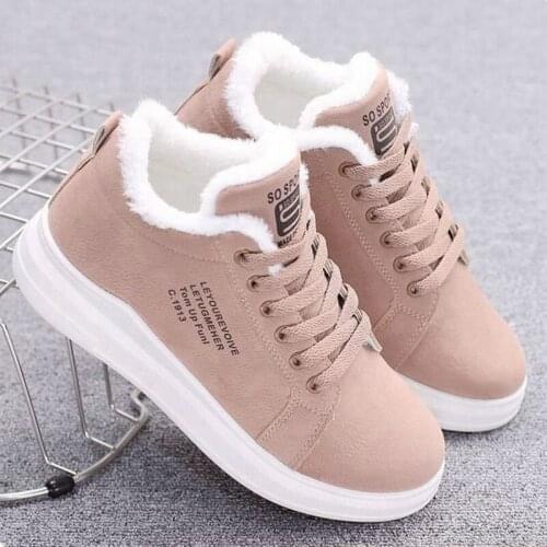 2020 New Womens Shoes Winter Women Shoes Warm Fur Plush Lady Casual Shoes Lace Up Fashion Sneakers Zapatillas Mujer Platform