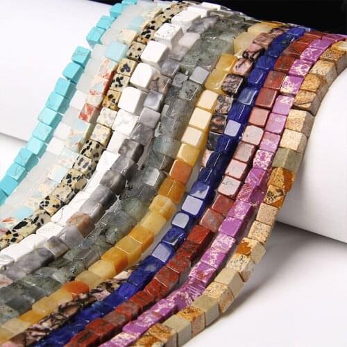 Wholesale 15.5" Drilled Opalite Cube Strand Beads Polished Loose 6*6 mm Natural Amazonite Square Stone Beades For DIY Earings