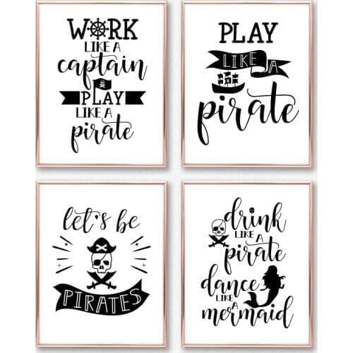 Pirate Quotes Posters and Prints Modern Minimalist Canvas Painting Black White Wall Pictures for Living Room Home Decoration
