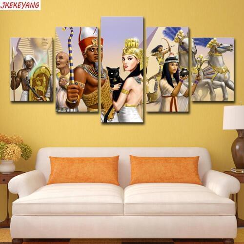 Full Square/Round Drill 5D DIY diamond painting 5pc Egyptian pharaohs Pictures mosaic Diamond Embroidery Wall Arts J2211
