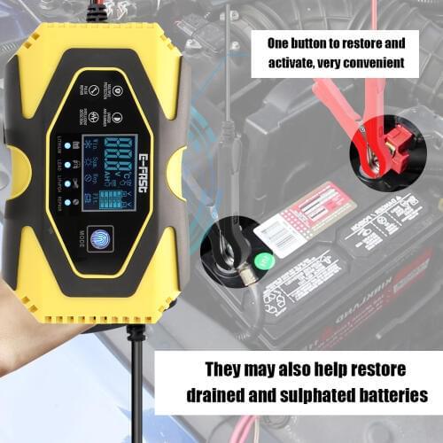 12V/24V Full Automatic Car Battery Charger Power Pulse Repair Chargers Wet Dry Leadacid LiFePO4 Battery-chargers Digital Display