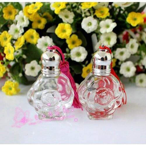 10ML Transparent Glass Rose Roll On Perfume Empty Packing Bottle 5PCS/LOT