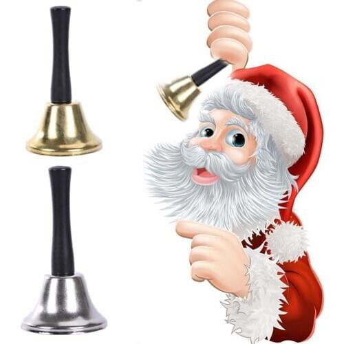 Christmas Xmas School Pet Call Ringtone Jingle Hand Bell with Wooden Handle Toy Christmas Tree Bells for Home Accessories Crafts