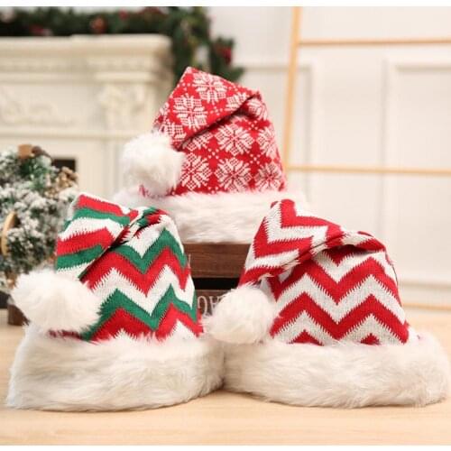 Beanie Cap Christmas Element Christmas Plush Ball Lengthened Striped Plush Beanie Cap