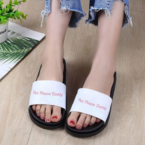 Daddy Print Women Slippers 2021 Hot New Summer women shoes Casual Flat Shoes Harajuku Slippers for female Mujer