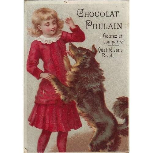 CHOCOLAT POULAIN LARGE METAL TIN SIGN POSTER WALL PLAQUE PUB BAR WALL DECOR