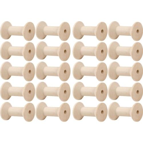 20pcs Wooden Bobbins Small Thread Spools Blank Sewing Cross Stitch