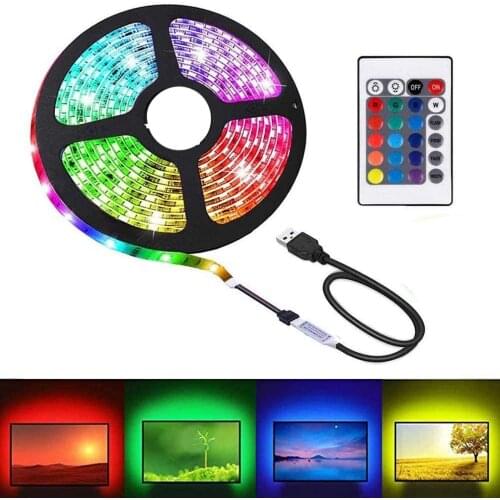 1/2/3/4/5m Usb Led Strip Light Rgb 2538 Lighting Strip Tv Background Lights Room Holiday Decoration Lamp With Remote Controller